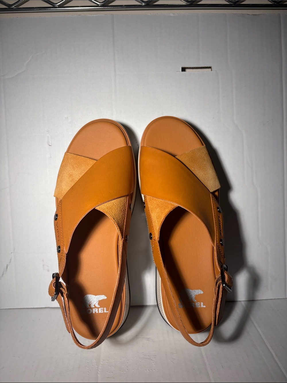 NEW Dayspring Crisscross Sorel Women's Tan Platform Slingback Sandals Size 8 - Picture 3 of 7